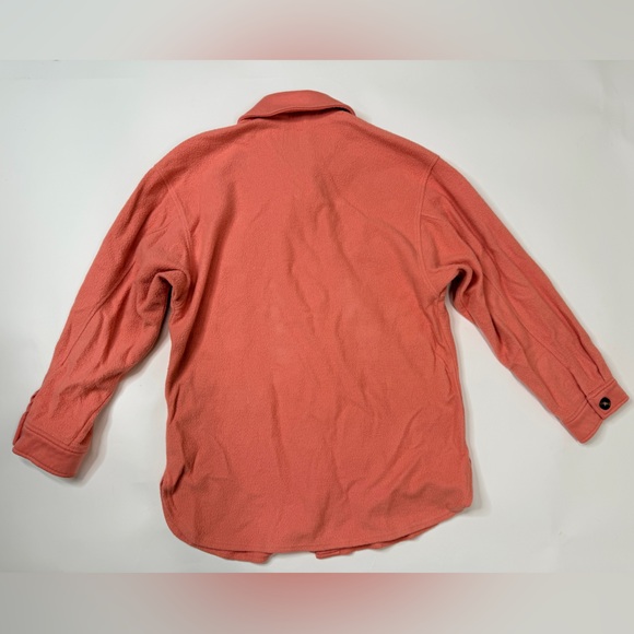 Pink Shacket Brushed Oversized Long Sleeve Button Down Shirt Jacket Fleece Plaid - Picture 5 of 17